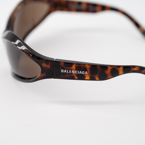 BALENCIAGA FENNEC Brown Angular Oval Sunglasses oversized frame - Picture 4 of 8